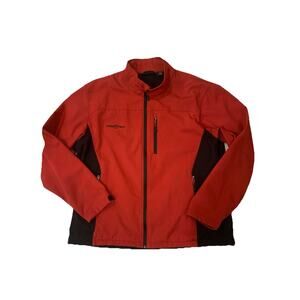Free Tech Men’s XL Softshell Jacket Red Black Full Zip Performance Athletic